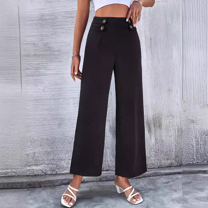 High-waisted palazzo pants for women with elegant button details Chic and Style