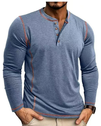 Chic und Stil | Men's Long Sleeve Shirt with Button Placket