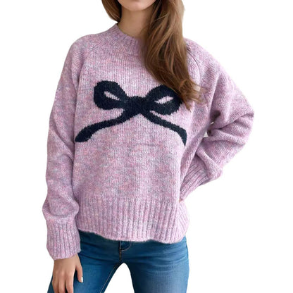 Pull confortable pour femmes avec motif de nœud ludique Chic und Stil