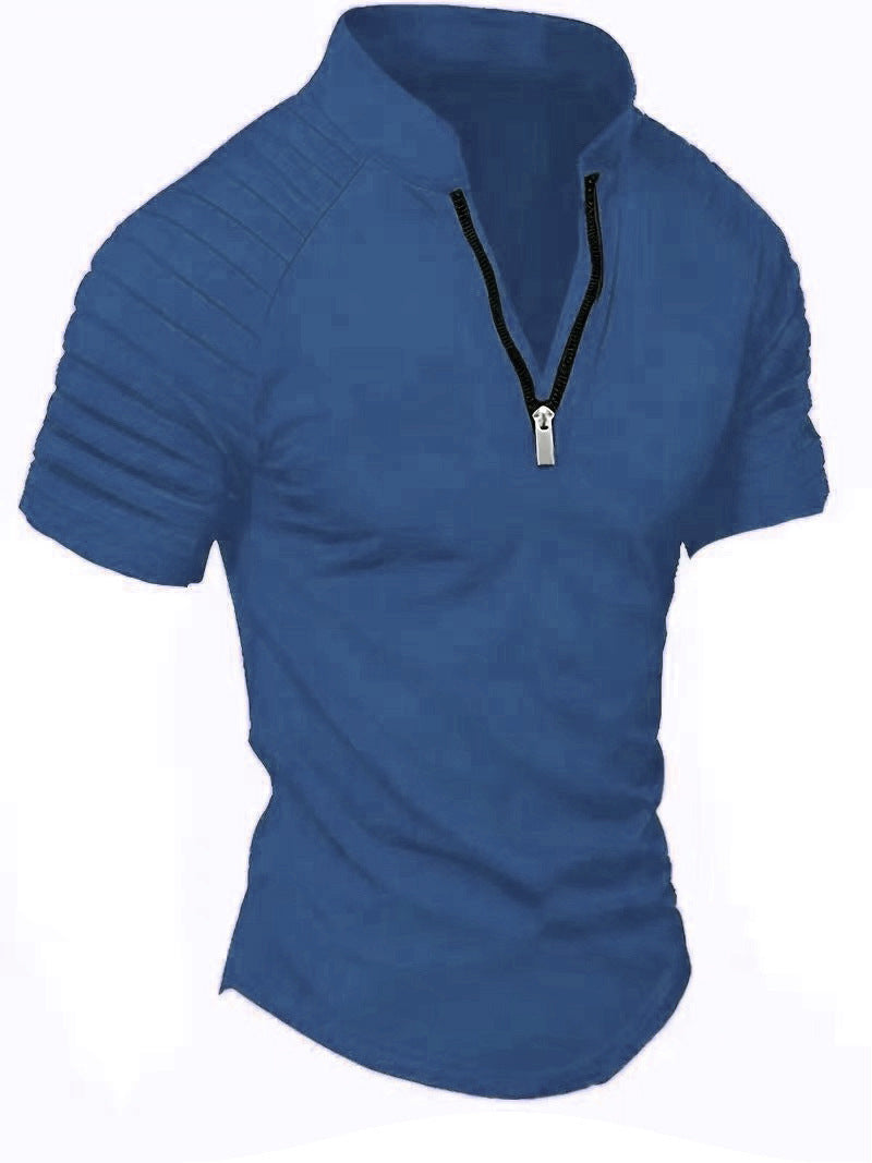 T-shirt de sport à manches courtes pour hommes avec fermeture éclair structurée Chic und Stil
