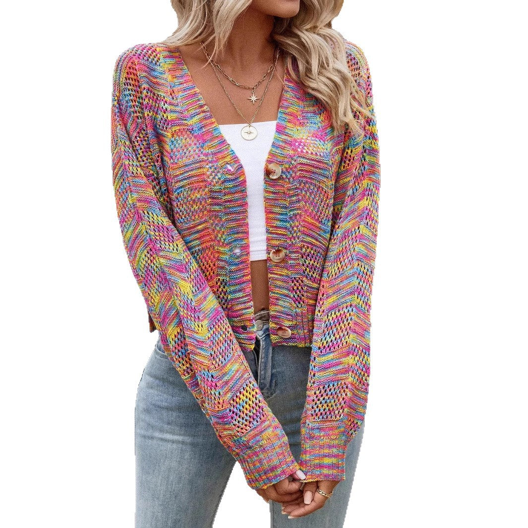 Dames gilet en tricot décontracté avec motif en filet coloré Chic und Stil