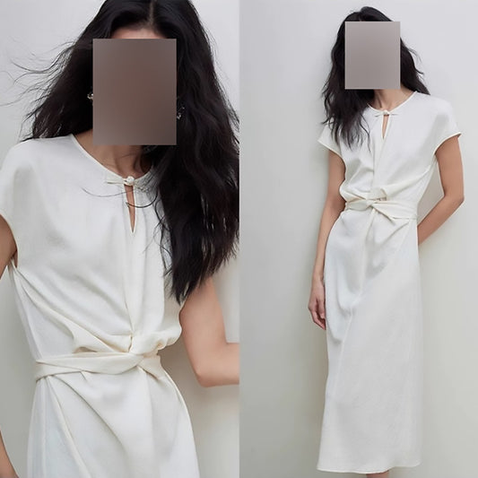 Robe midi élégante à ceinture pour femmes Chic und Stil