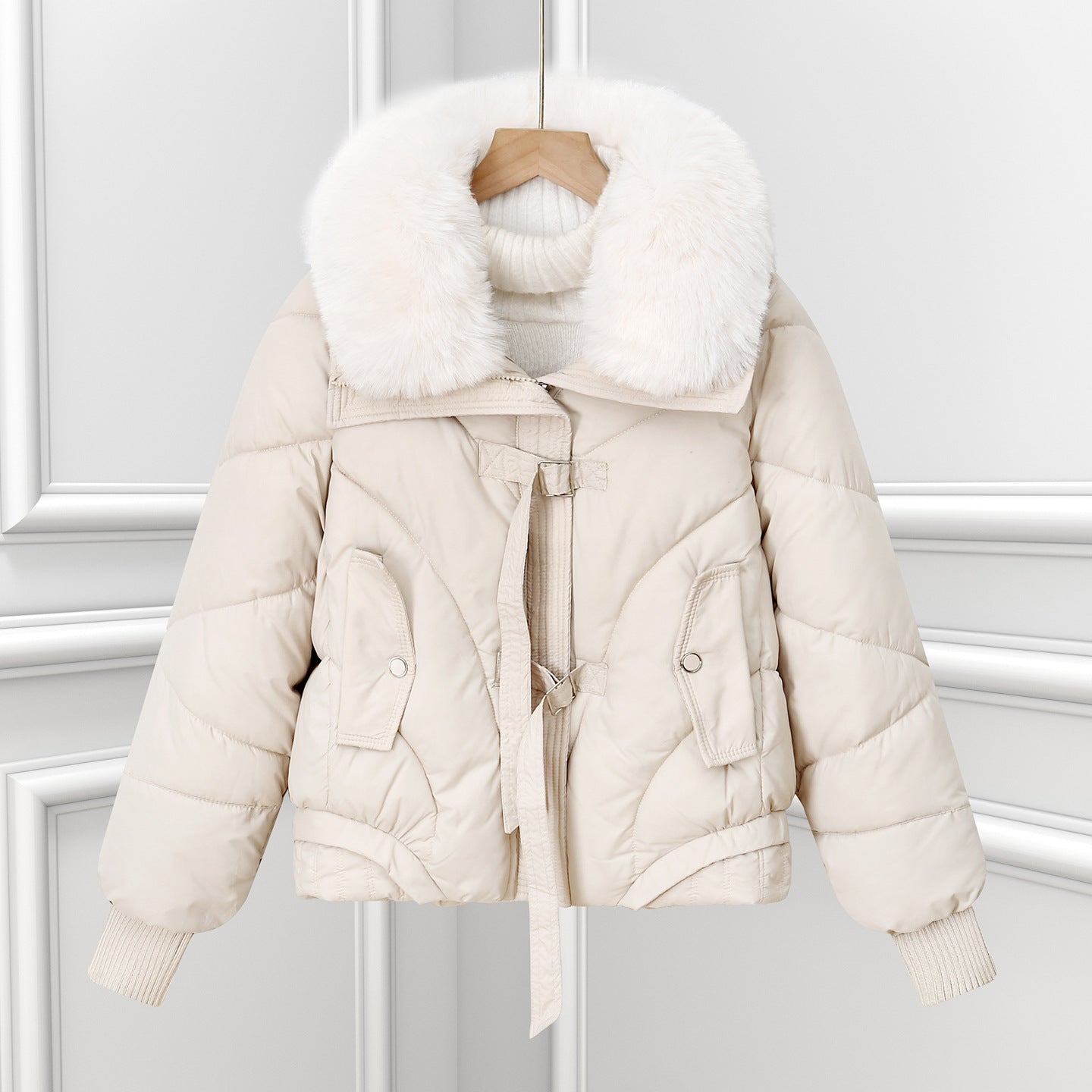 Dames Doudoune d'hiver avec col en fourrure synthétique luxueux et poches pratiques Chic und Stil