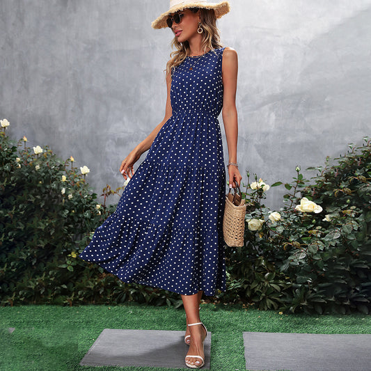 Robe maxi femme avec des pois et des détails volants Chic und Stil