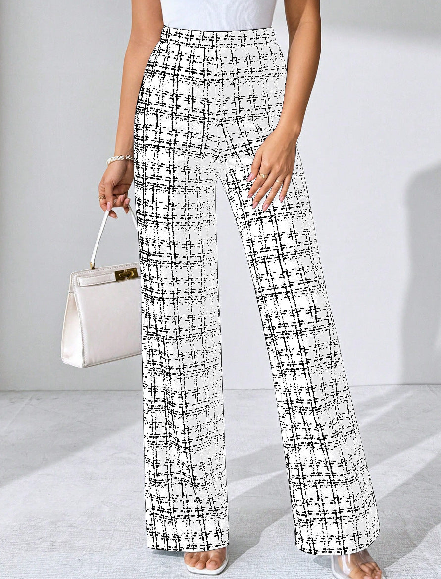 High-waisted Palazzo pants for women with textured plaid pattern Chic und Stil
