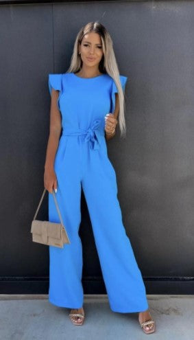 Dames élégant combinaison avec jambe large et manche à volants Chic und Stil