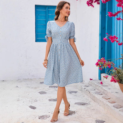 Dames Vintage Loisirs Bouton-Down Robe Chic und Stil
