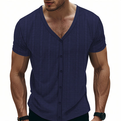 Chemise courte à manches courtes décontractée pour hommes avec patte de boutonnage et design texturé Chic und Stil
