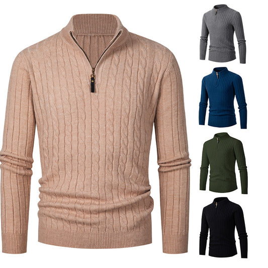 Homme Pull en tricot de haute qualité avec col montant et fermeture éclair Chic und Stil