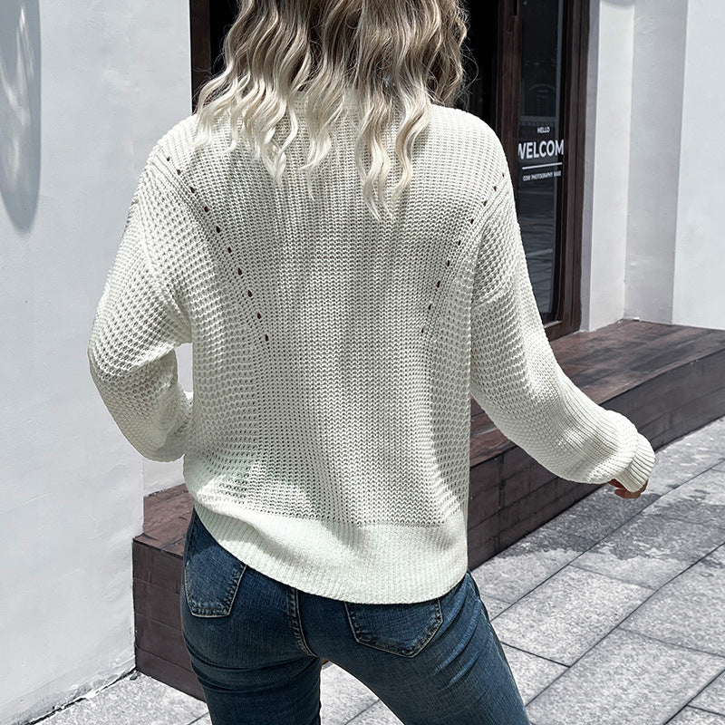 Pull en tricot pour femmes avec décolleté en V et motif structurel Chic und Stil