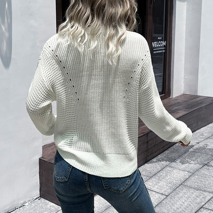Pull en tricot pour femmes avec décolleté en V et motif structurel Chic und Stil