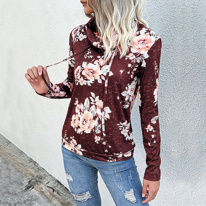 Pull décontracté pour femmes avec motif floral et col montant Chic und Stil