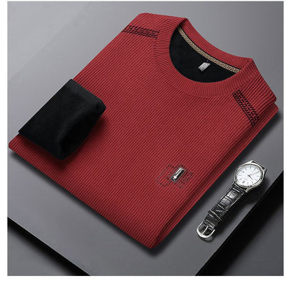 Modern pullover for men with round neck, featuring ribbed structure and stylish contrasting collar Chic and Style