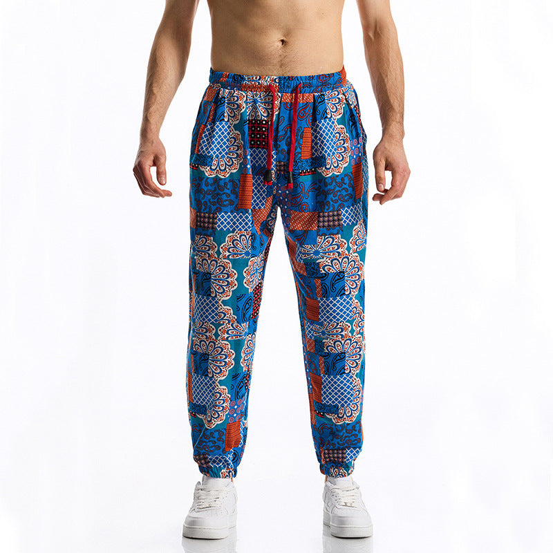 Men's casual pants with colorful pattern and elastic waistband Chic und Stil