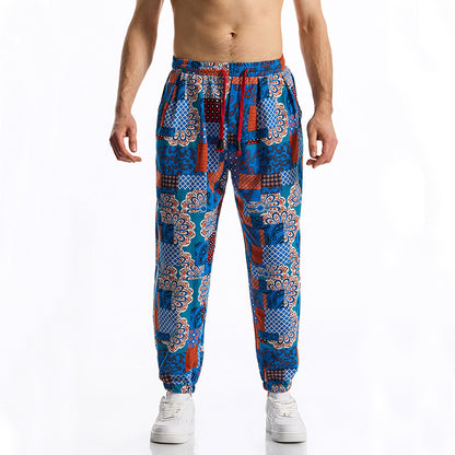 Men's casual pants with colorful pattern and elastic waistband Chic und Stil