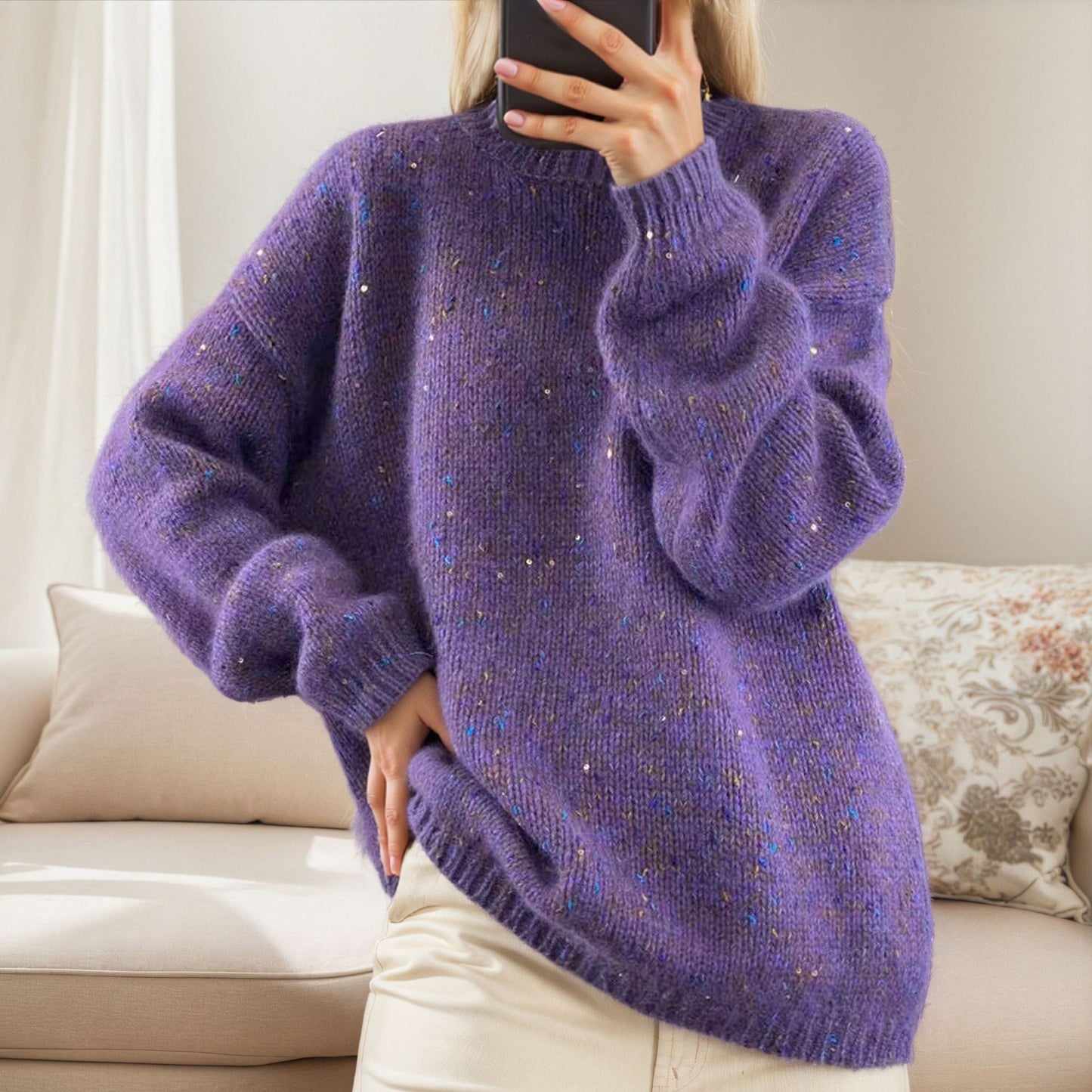 Pull en tricot douillet pour femmes avec des accents scintillants et une coupe décontractée Chic und Stil