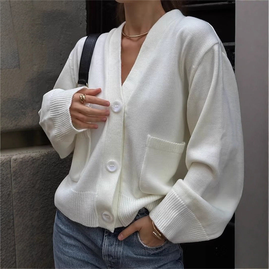 Dames cardigan en tricot décontracté avec grandes poches et fermeture à boutons Chic und Stil