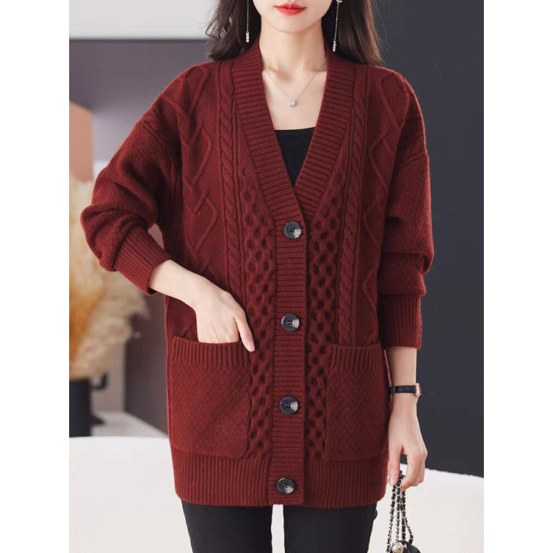 Dames pull-over confortable avec grand motif en torsades Chic und Stil