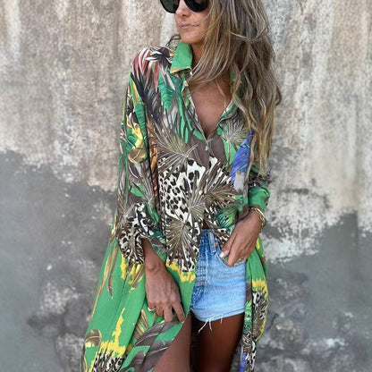 Blouse à manches longues pour femmes avec motif animal et coupe décontractée Chic und Stil