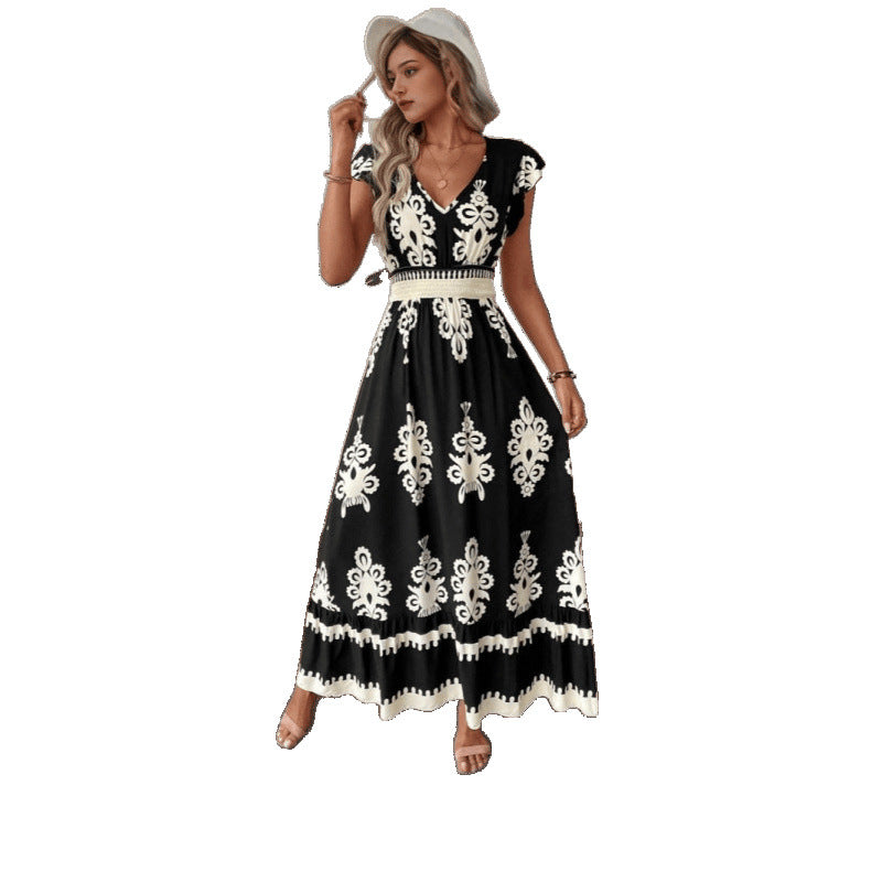 Robe maxi à décolleté en V brodée pour femmes Chic und Stil