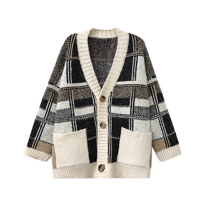 Ladies Oversized Pullover with Checkered Pattern Chic und Stil
