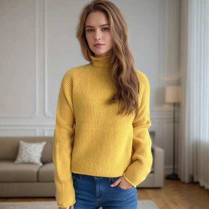 Pull femme avec col haut et motif tricoté texturé Chic und Stil