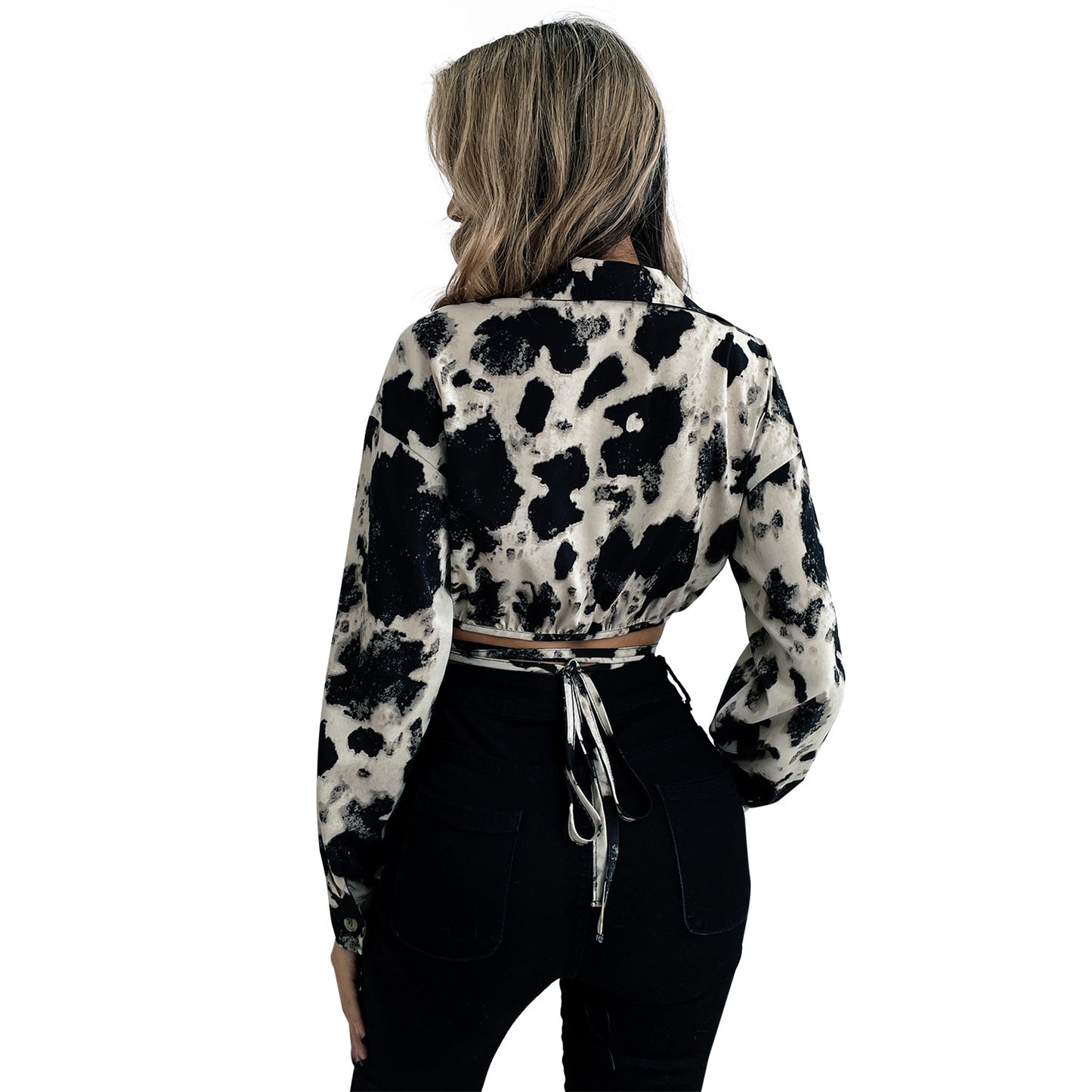 Chemisier court pour femmes avec nœud tendance et motif animalier Chic und Stil