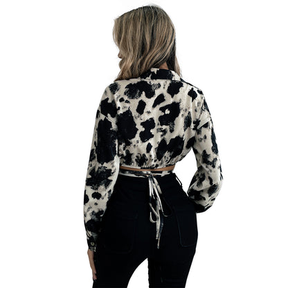 Chemisier court pour femmes avec nœud tendance et motif animalier Chic und Stil