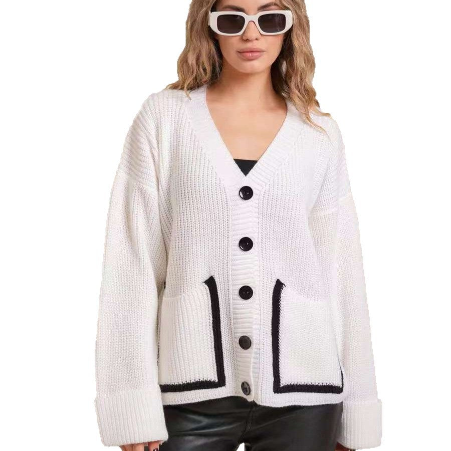 Dames gros tricot cardigan avec ouvertures à l'avant et grands boutons Chic und Stil