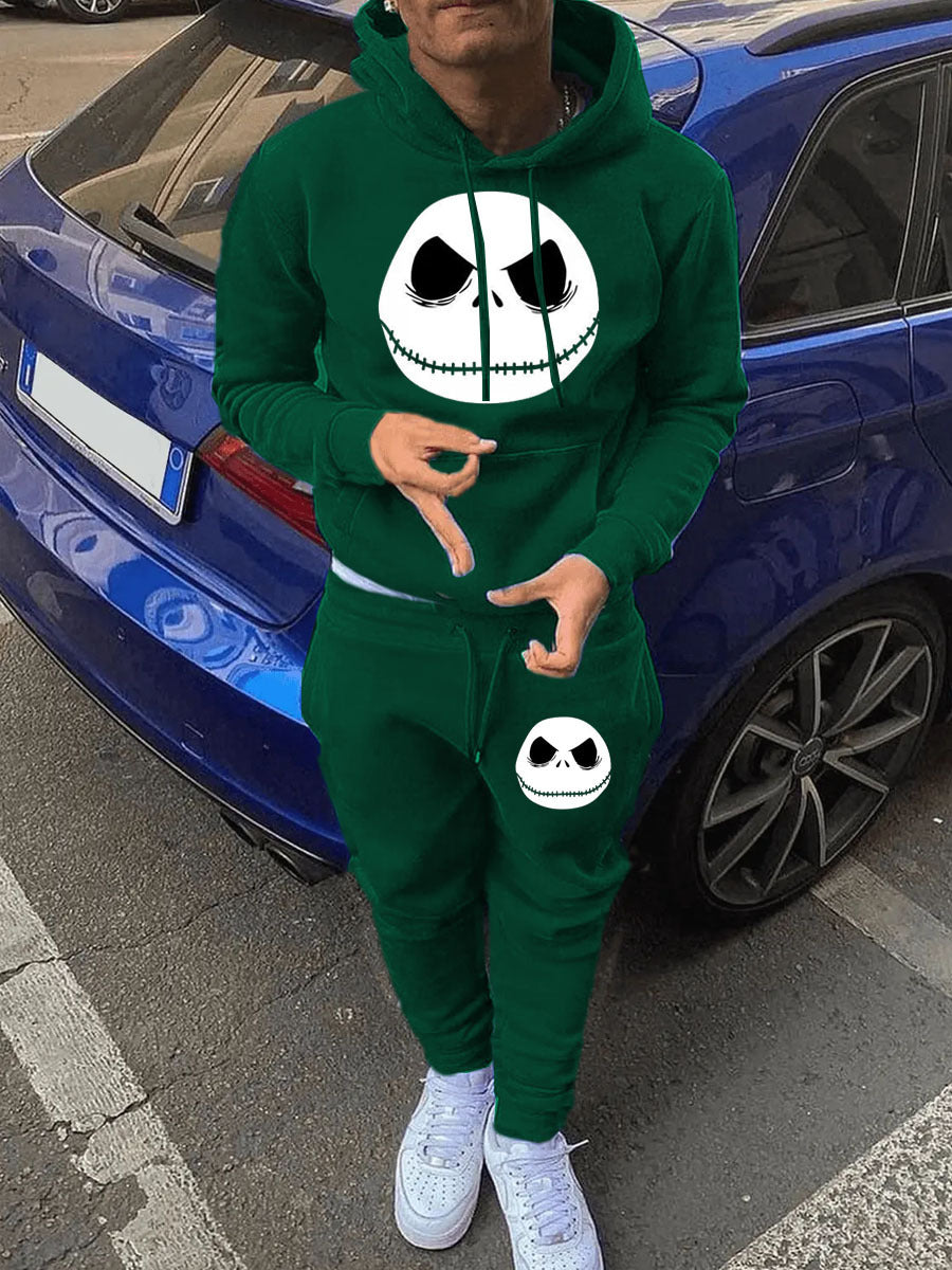 Women's sporty hoodie and jogger pants set with Jack Skellington pattern Chic and Style