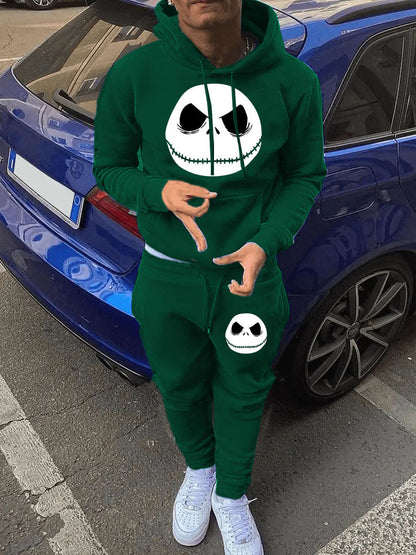 Women's sporty hoodie and jogger pants set with Jack Skellington pattern Chic and Style