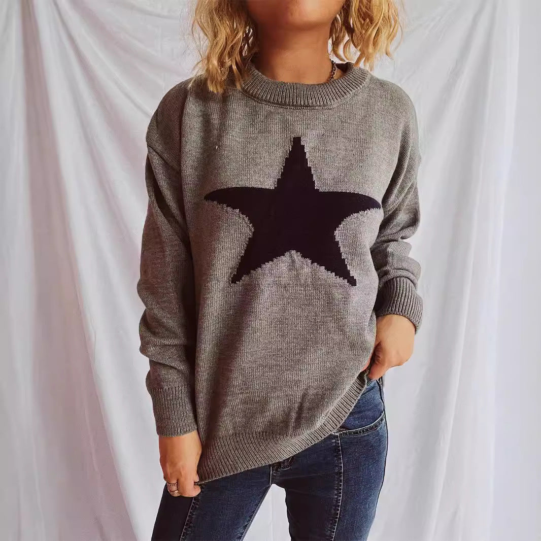 Pull décontracté pour femmes avec un motif d'étoiles accrocheur Chic und Stil