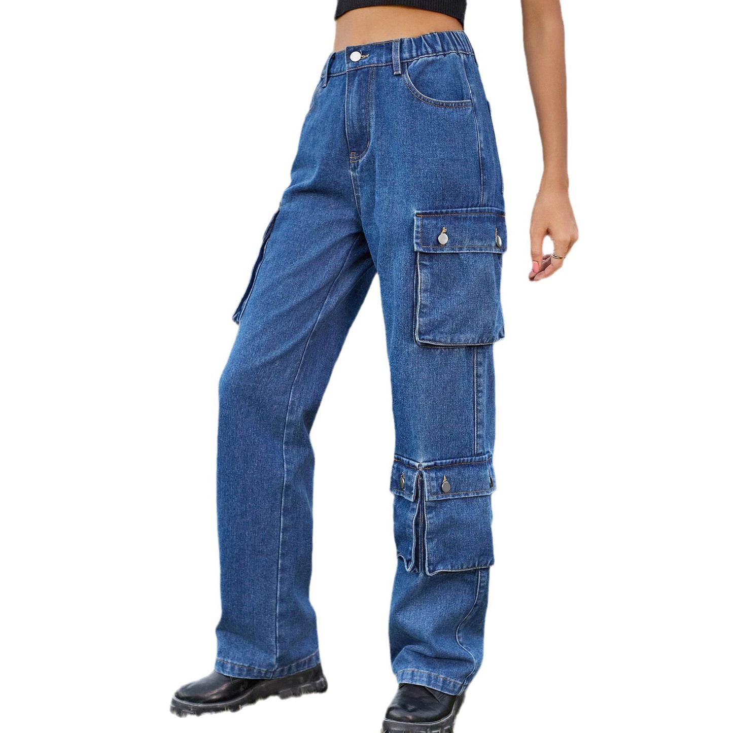 Women's High Waist Cargo Pants with Practical Pockets Chic und Stil