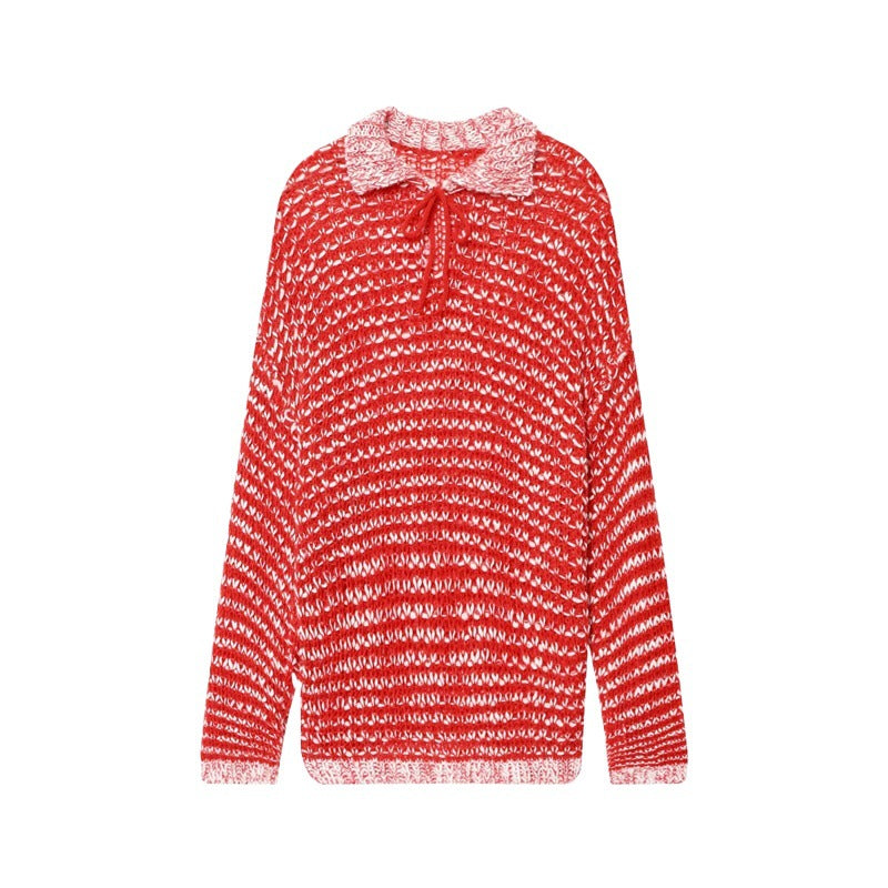 Pull côtelé décontracté pour femmes avec col tendance et détail à volants Chic und Stil