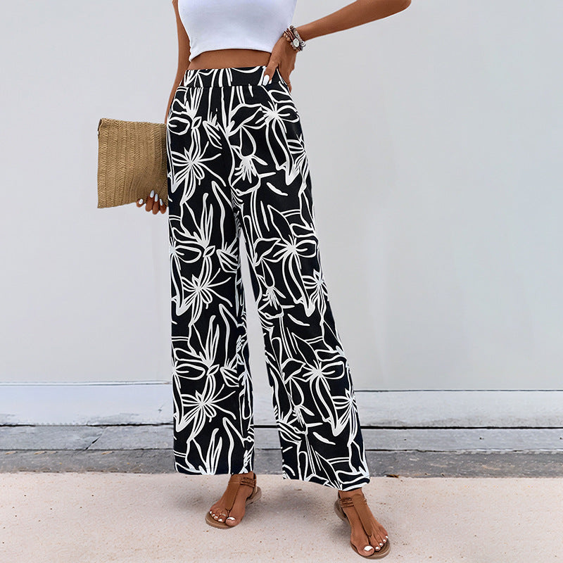 Women Wide Leg Floral Printed Pants Chic and Style