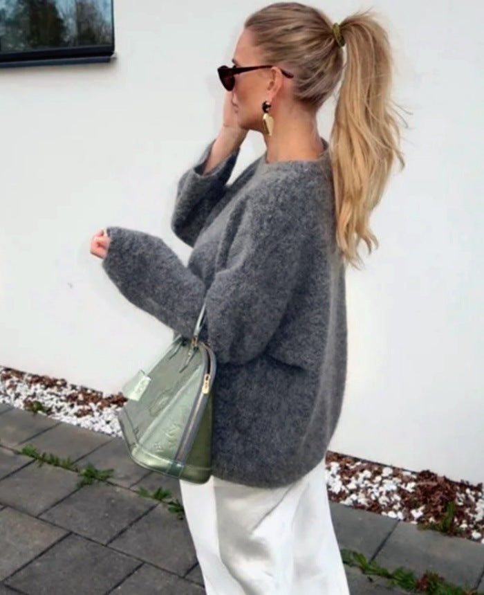 Dames gros tricot pull avec coupe décontractée et style surdimensionné Chic und Stil