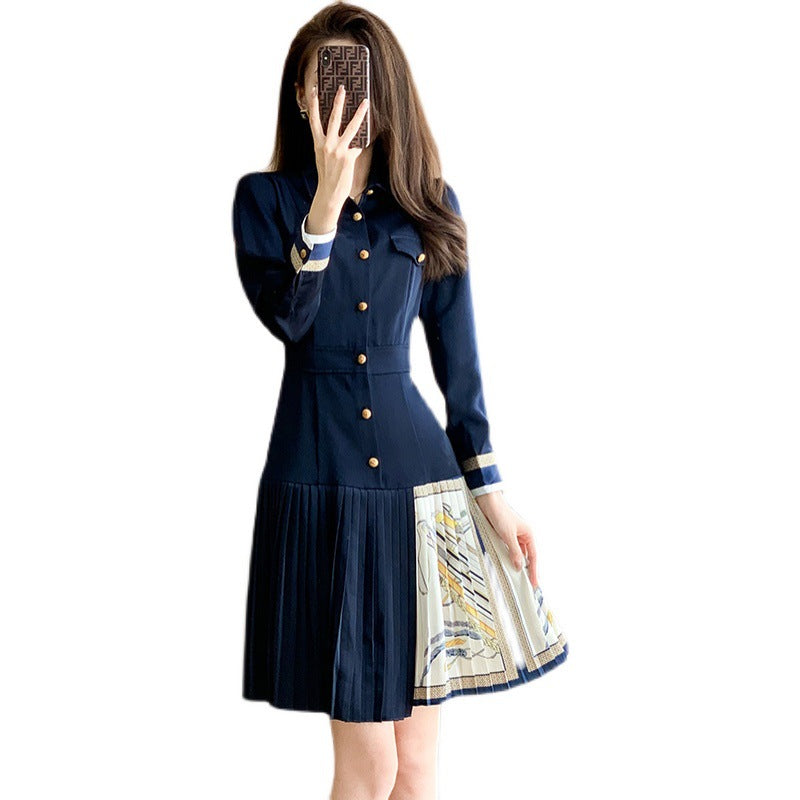 Robe A-Ligne Plissée Boutonnée pour Femme Chic und Stil