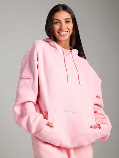 Dames pull à capuche douillet avec masque de sommeil intégré Chic und Stil