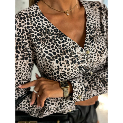 Blouse à boutons pour femmes avec motif léopard Chic und Stil