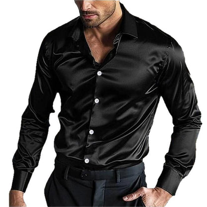 Chemise élégante pour hommes à manches longues en matériau brillant avec une coupe moderne Chic und Stil