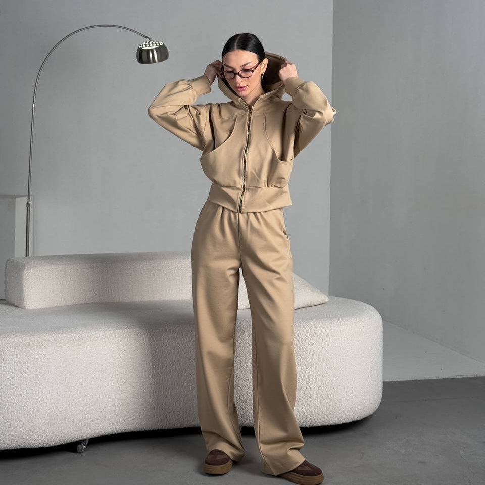 Dames coupe aversée veste à capuche avec fermeture éclair et poches Chic und Stil