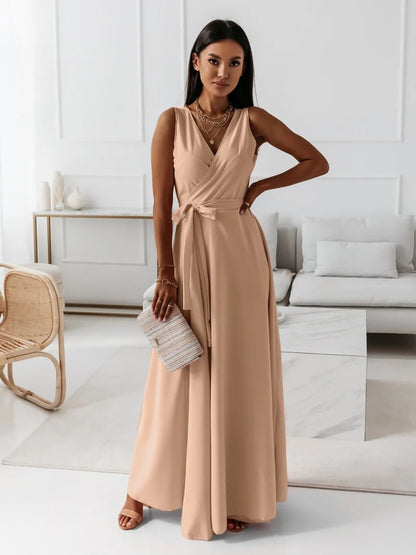 Robe maxi pour femmes avec look d'enveloppement et décolleté en V profond Chic und Stil