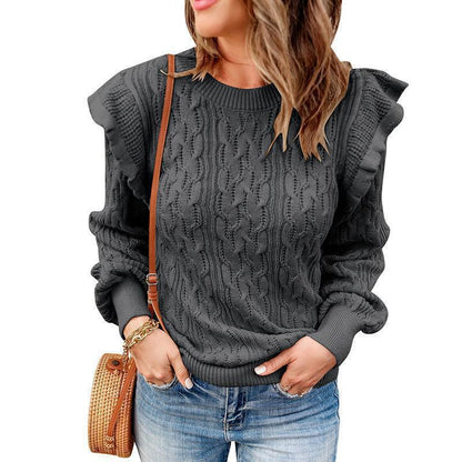 Pull en tricot surdimensionné pour femmes avec volants Chic und Stil