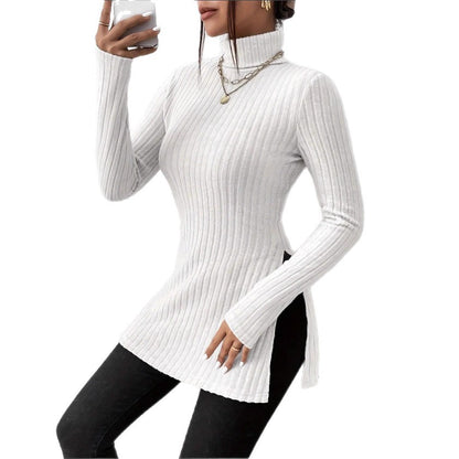 Pull étoile pour femmes avec col montant et fentes latérales Chic und Stil
