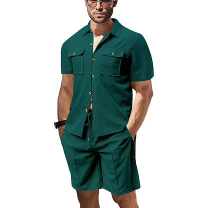 Homme décontracté set chemise à manches courtes et shorts avec poches pratiques Chic und Stil