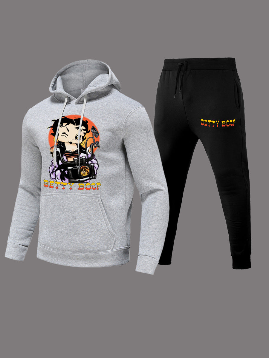 Women's sporty hoodie and jogger pants set with a unique graphic design Chic and Style