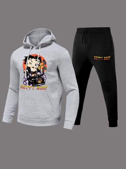 Women's sporty hoodie and jogger pants set with a unique graphic design Chic and Style