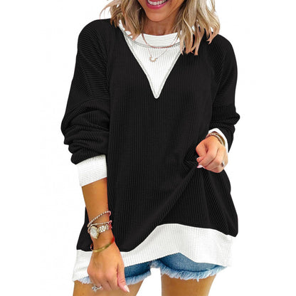 Pull décontracté pour femmes en matériau structuré avec décolleté en V Chic und Stil
