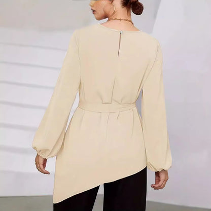 Dames Élégante blouse portefeuille à manches longues Chic und Stil