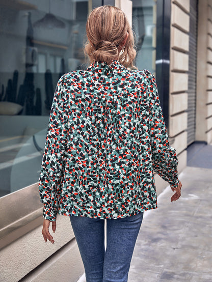 Blouse en popeline pour femmes avec motif coloré et manches bouffantes Chic und Stil